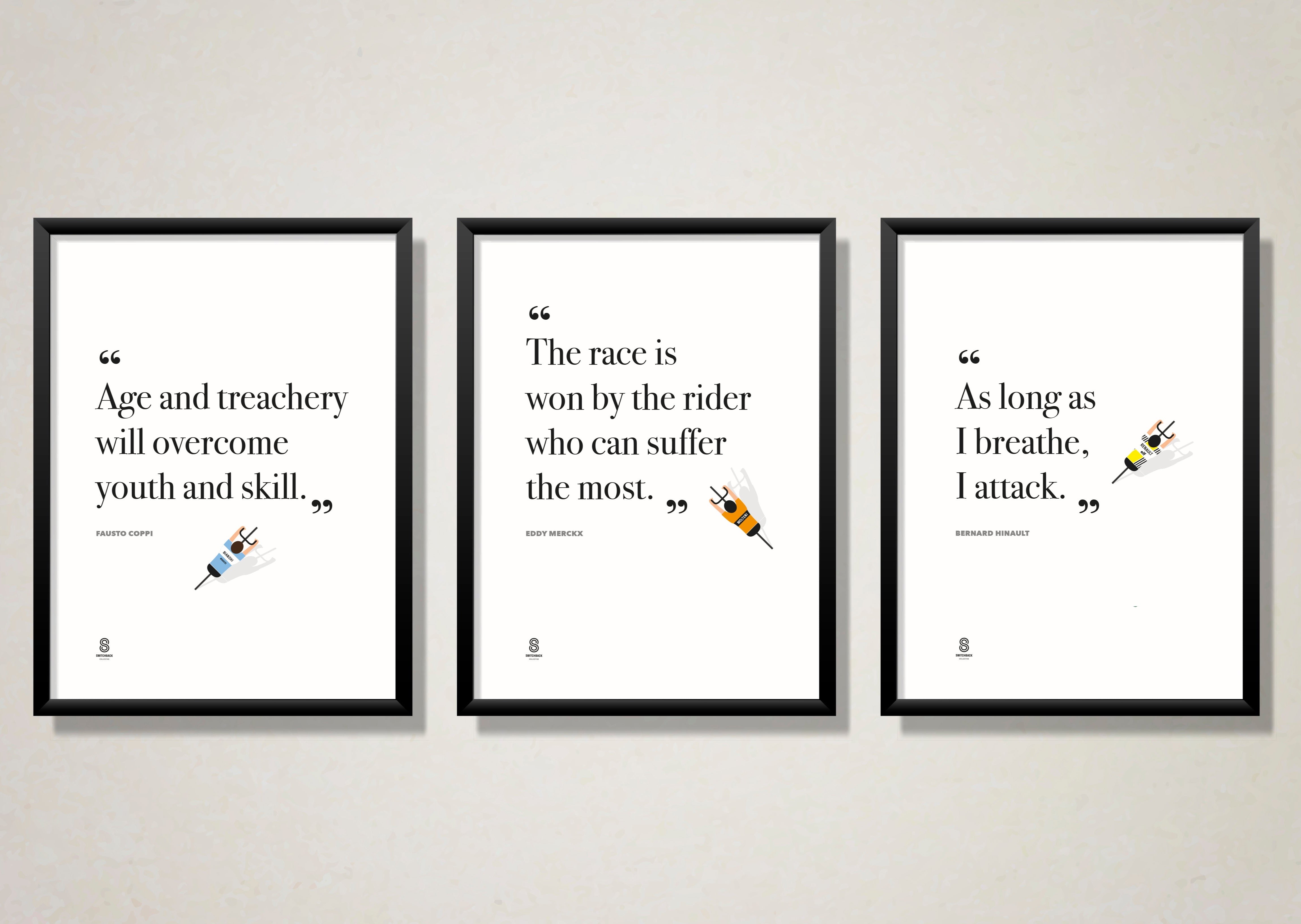 Cycling Legends Quotes x 3 - Prints