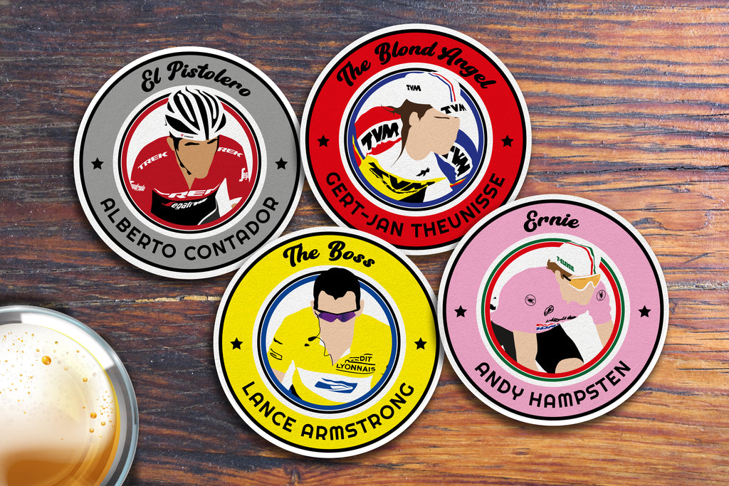 Cycling Legends, Contador, Theunisse, Armstrong and Hampsten - Coasters