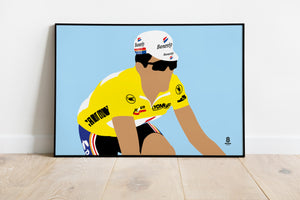 Miguel Indurain in yellow - Retro Print