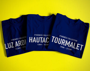 Luz Ardiden, Hautacam and Col Du Tourmalet, Pyrenees Collection - Navy Blue T-Shirt