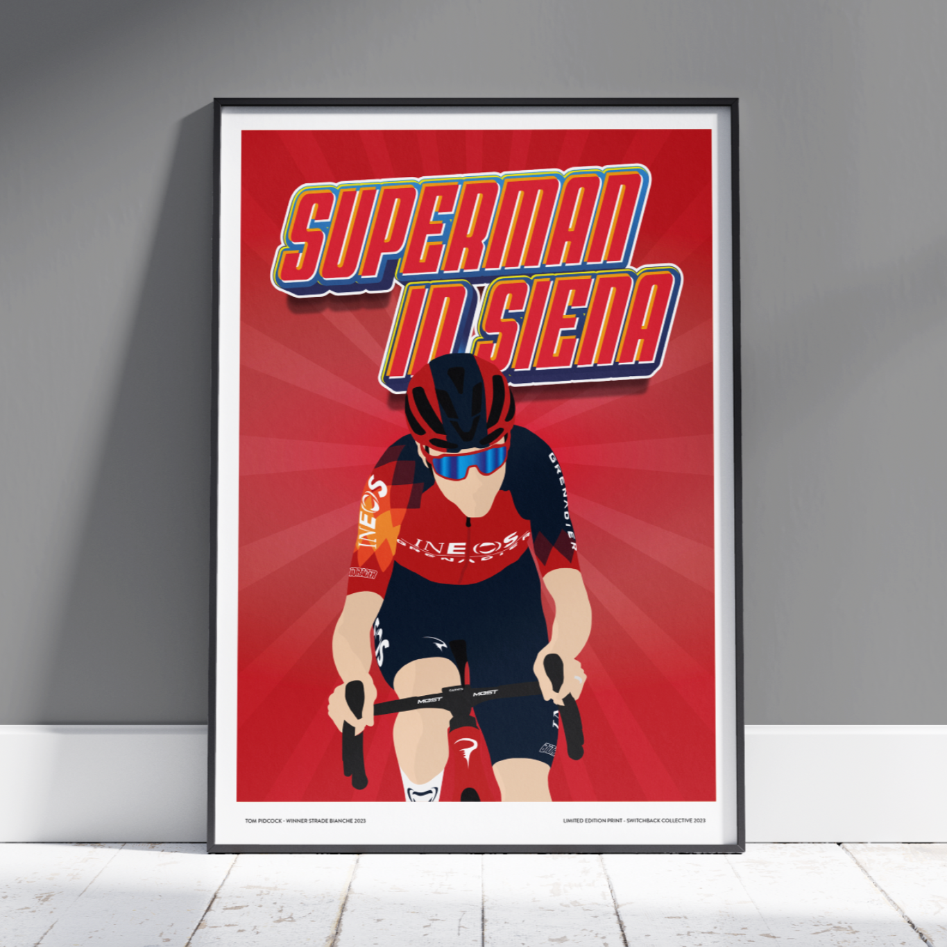 Tom Pidcock 'Superman in Siena' Stade Bianche 2023 - Limited Edition Print